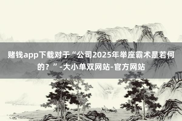 赌钱app下载对于“公司2025年举座霸术是若何的？”-大小单双网站-官方网站