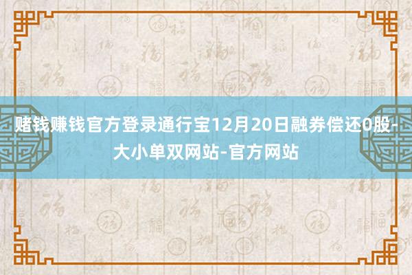 赌钱赚钱官方登录通行宝12月20日融券偿还0股-大小单双网站-官方网站