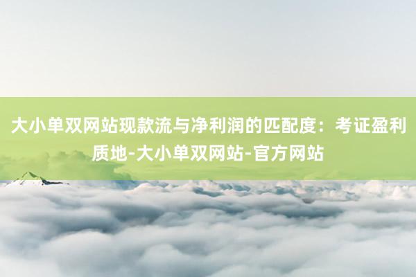 大小单双网站现款流与净利润的匹配度：考证盈利质地-大小单双网站-官方网站