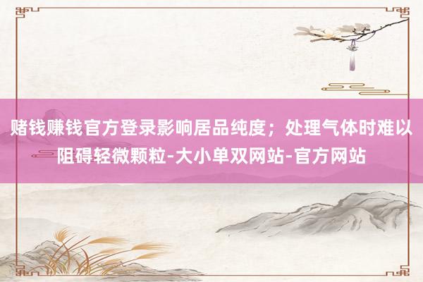 赌钱赚钱官方登录影响居品纯度;处理气体时难以阻碍轻微颗粒-大小单双网站-官方网站