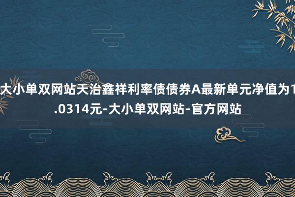 大小单双网站天治鑫祥利率债债券A最新单元净值为1.0314元-大小单双网站-官方网站