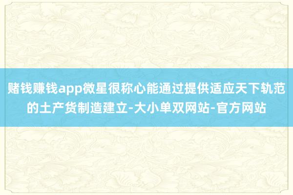 赌钱赚钱app微星很称心能通过提供适应天下轨范的土产货制造建立-大小单双网站-官方网站
